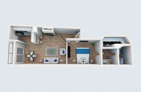 Floor plan for 1 bed, 1 bath, 650 sqft